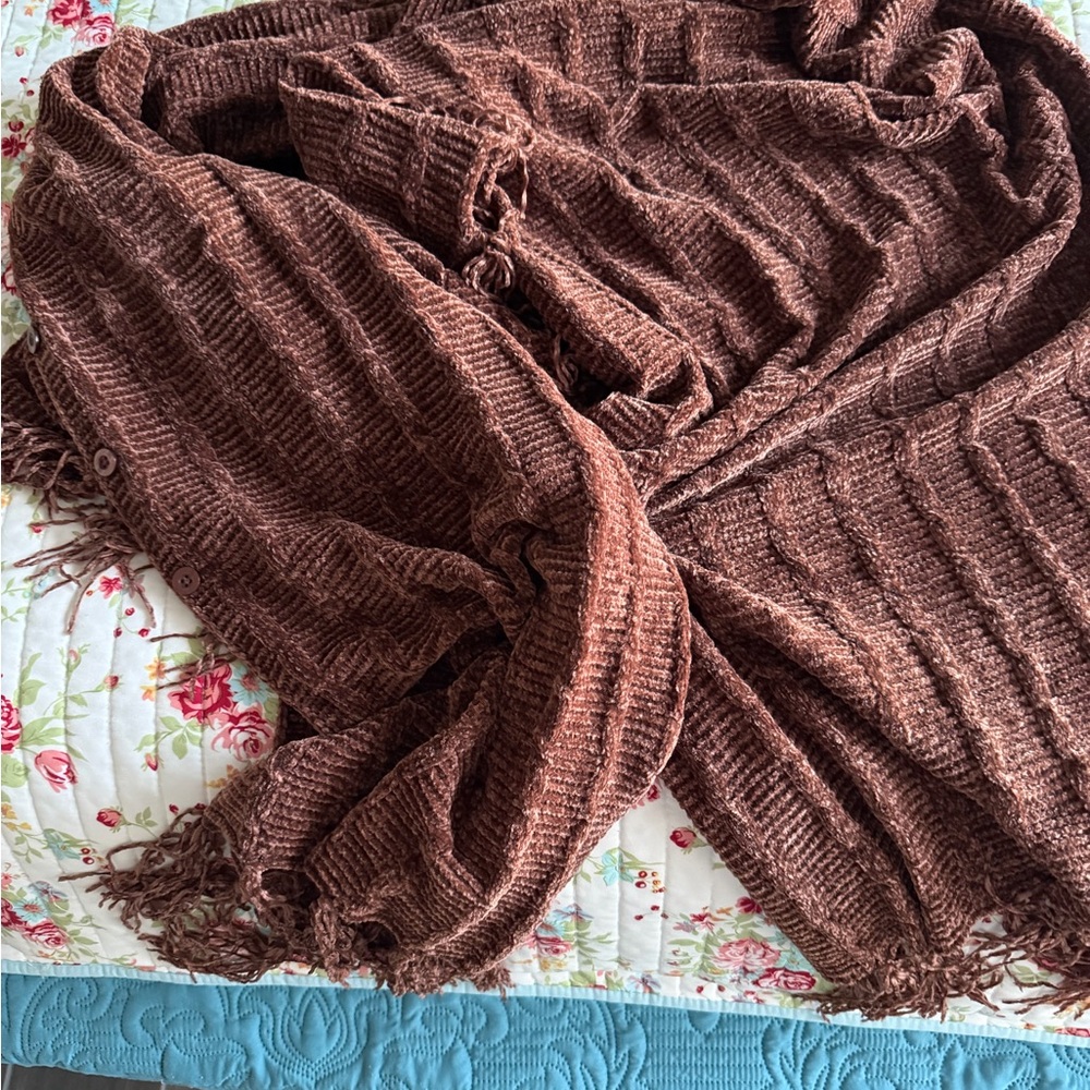 LuLaRoe Rich Brown Knit Mimi shawl